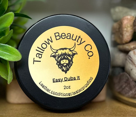 Natural tallow leather conditioner in metal tin