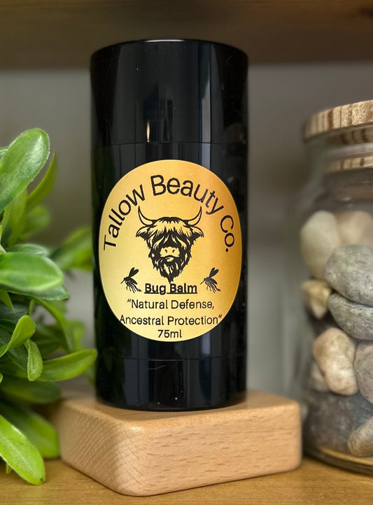 Natural Bug Balm with DEET-free tallow and essential oils for insect repellent